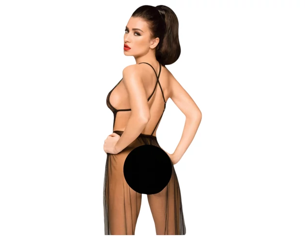 Penthouse Best Forplay - csipke body tüll kendővel (fekete)