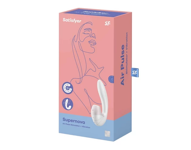 Satisfyer Supernova - akkus, léghullámos 2in1 vibrátor (fehér)