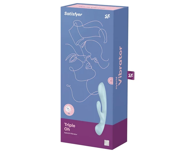Satisfyer Triple Oh - akkus, csiklókaros vibrátor (kék)