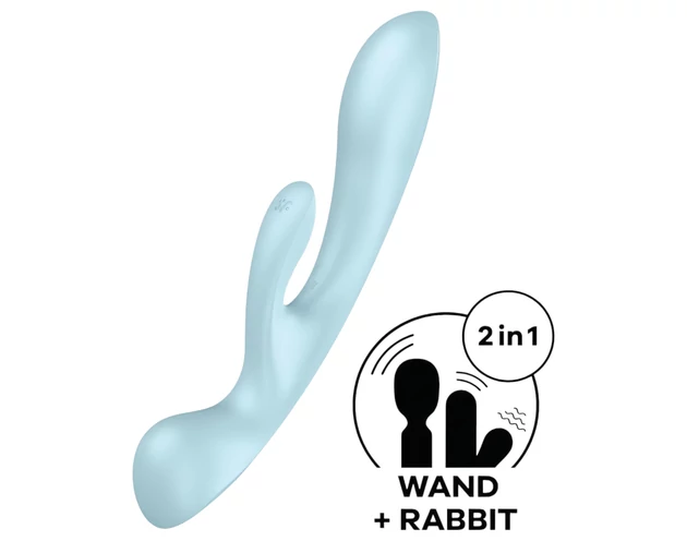 Satisfyer Triple Oh - akkus, csiklókaros vibrátor (kék)