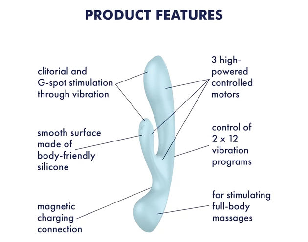 Satisfyer Triple Oh - akkus, csiklókaros vibrátor (kék)