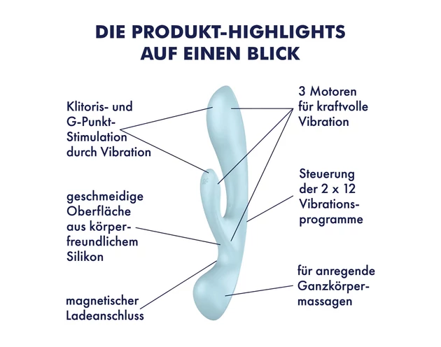 Satisfyer Triple Oh - akkus, csiklókaros vibrátor (kék)