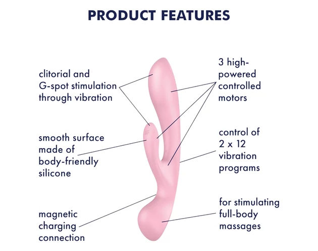 Satisfyer Triple Oh - akkus, csiklókaros vibrátor (pink)