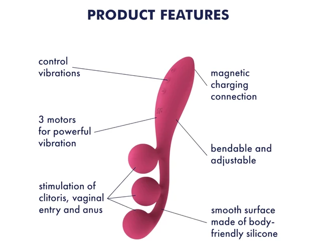 Satisfyer Tri Ball 1 - akkus, multifunkciós vibrátor (piros)