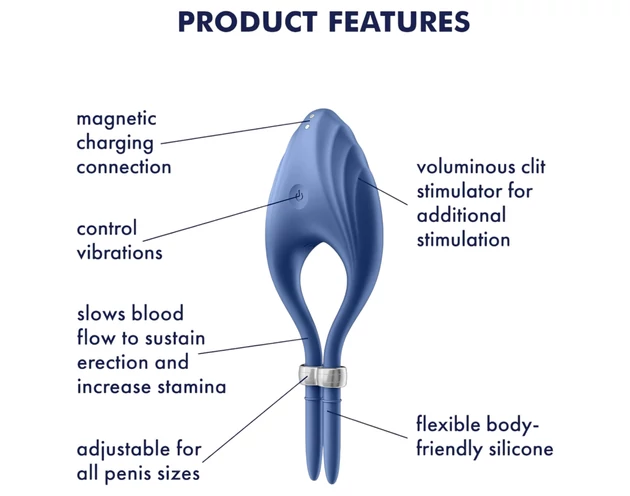Satisfyer Duelist - akkus vibrációs péniszgyűrű (kék)