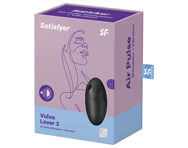 Satisfyer Vulva Lover 3 - léghullámos csiklóizgató (fekete)