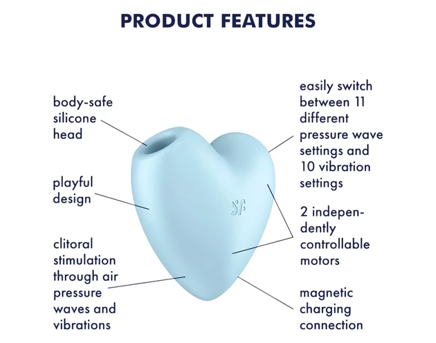 Satisfyer Cutie Heart - akkus léghullámos csikló vibrátor (kék)