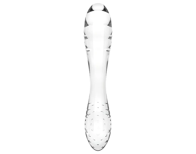 Satisfyer Dazzling Crystal 1 - kétvégű üveg dildó (átlátszó)