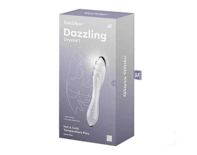Satisfyer Dazzling Crystal 1 - kétvégű üveg dildó (átlátszó)