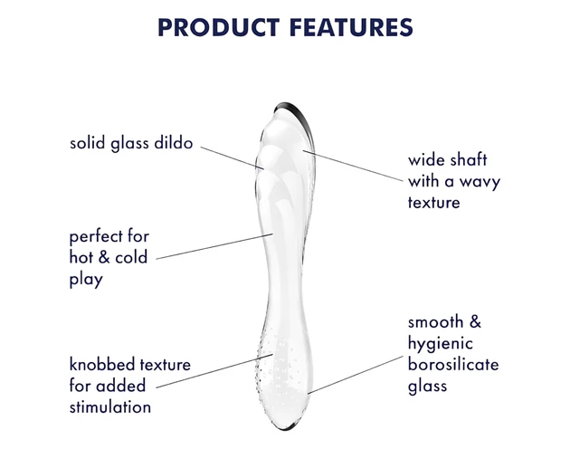 Satisfyer Dazzling Crystal 1 - kétvégű üveg dildó (átlátszó)