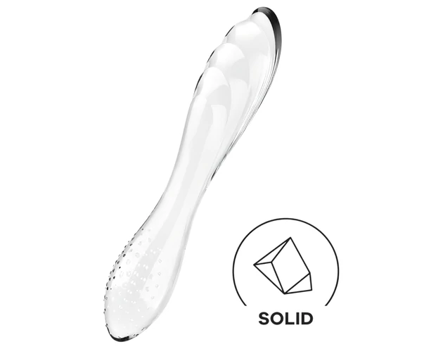 Satisfyer Dazzling Crystal 1 - kétvégű üveg dildó (átlátszó)
