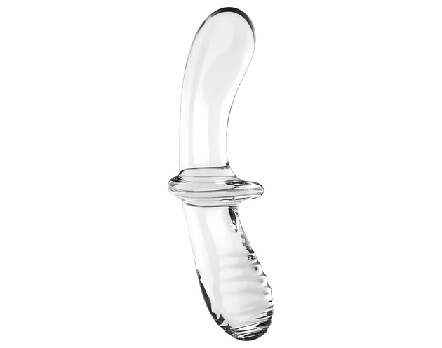 Satisfyer Double Crystal - kétvégű üveg dildó (átlátszó)