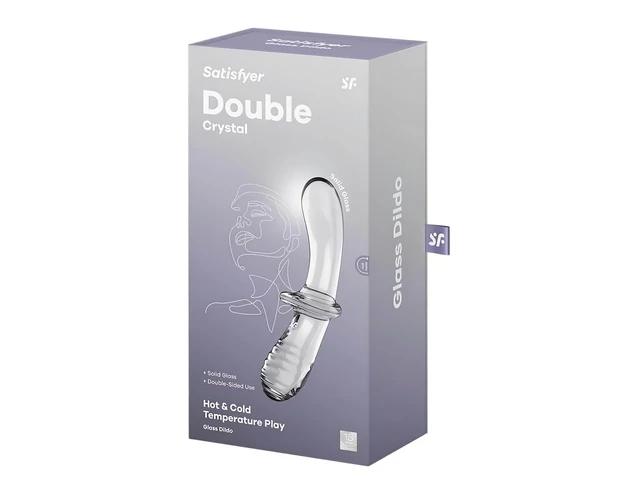 Satisfyer Double Crystal - kétvégű üveg dildó (átlátszó)