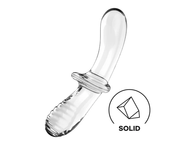 Satisfyer Double Crystal - kétvégű üveg dildó (átlátszó)