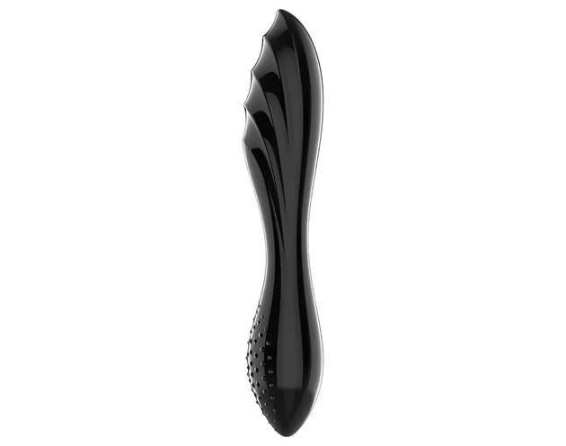 Satisfyer Dazzling Crystal 1 - kétvégű üveg dildó (fekete)