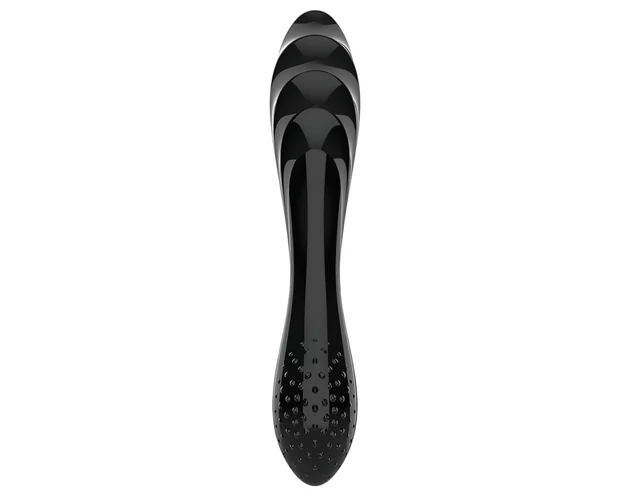 Satisfyer Dazzling Crystal 1 - kétvégű üveg dildó (fekete)