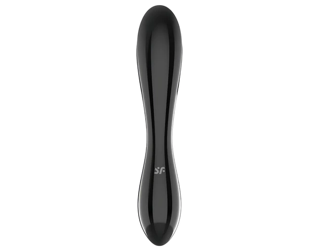 Satisfyer Dazzling Crystal 1 - kétvégű üveg dildó (fekete)