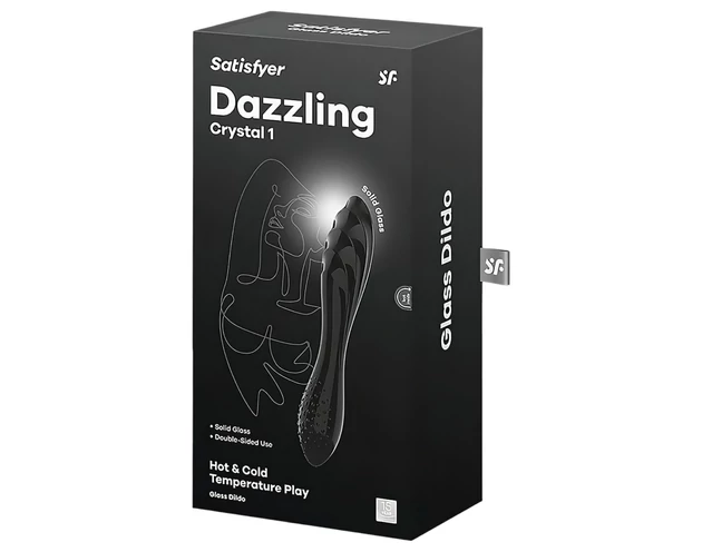 Satisfyer Dazzling Crystal 1 - kétvégű üveg dildó (fekete)