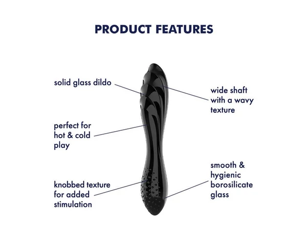 Satisfyer Dazzling Crystal 1 - kétvégű üveg dildó (fekete)