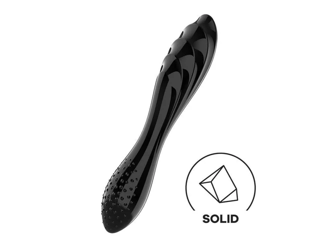 Satisfyer Dazzling Crystal 1 - kétvégű üveg dildó (fekete)