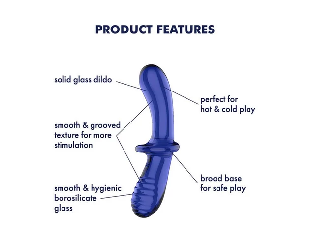 Satisfyer Double Crystal - kétvégű üveg dildó (kék)