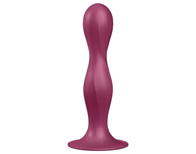 Satisfyer Double Ball-R - tapadókorongos súlyozott dildó (piros)