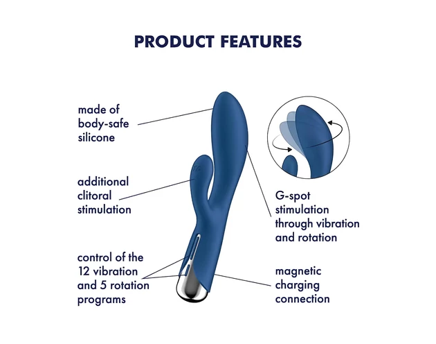Satisfyer Spinning Rabbit 1 - forgó csiklókaros vibrátor (kék)