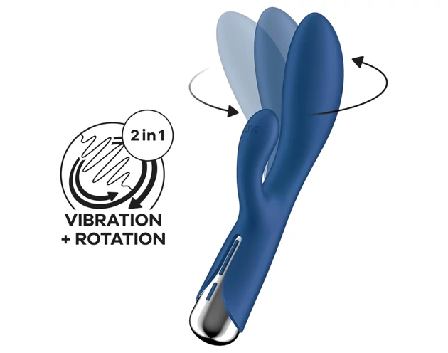 Satisfyer Spinning Rabbit 1 - forgó csiklókaros vibrátor (kék)