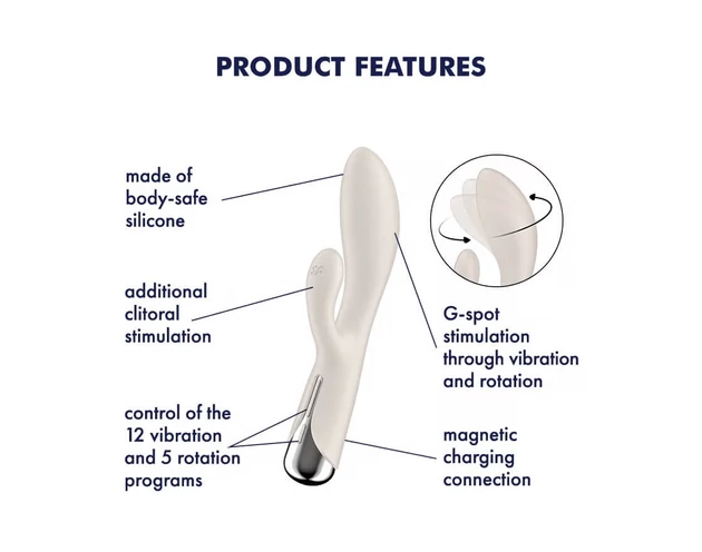 Satisfyer Spinning Rabbit 1 - forgó csiklókaros vibrátor (bézs)