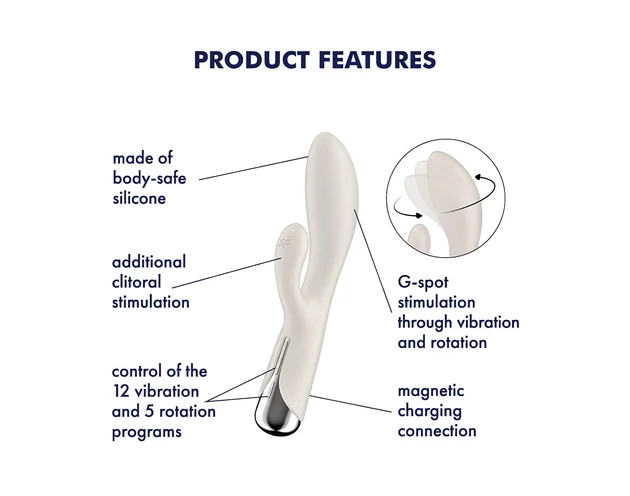 Satisfyer Spinning Rabbit 1 - forgó csiklókaros vibrátor (bézs)