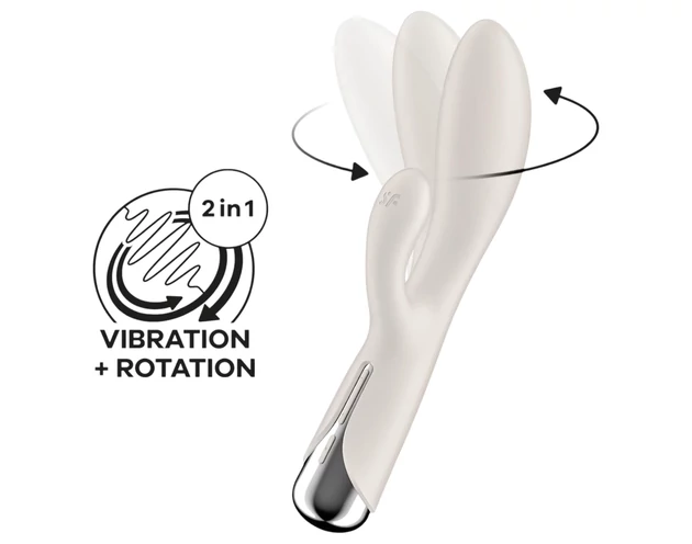 Satisfyer Spinning Rabbit 1 - forgó csiklókaros vibrátor (bézs)