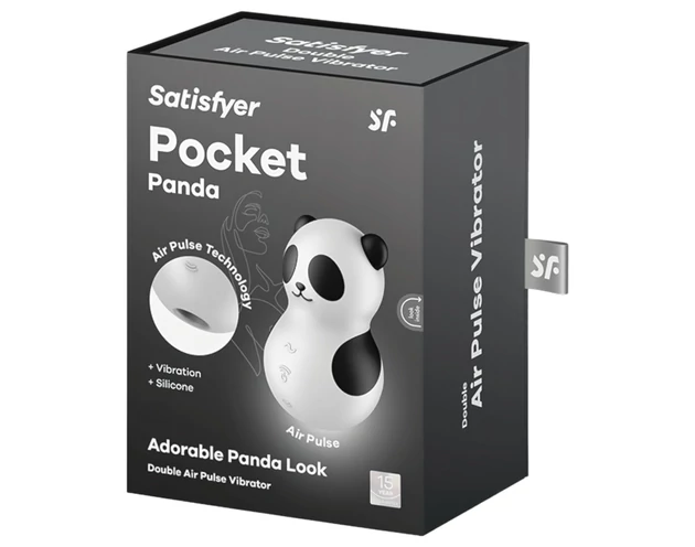 Satisfyer Pocket Panda - léghullámos csiklóizgató (fekete)