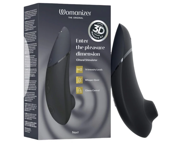 Womanizer Next - akkus, léghullámos csiklóizgató (fekete)