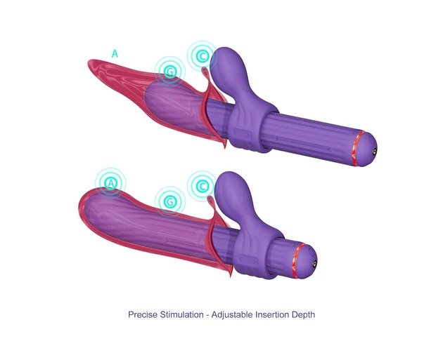 Magic Stick - vibrátor cseréléhető feltétekkel (lila)