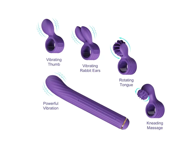 Magic Stick - vibrátor cseréléhető feltétekkel (lila)