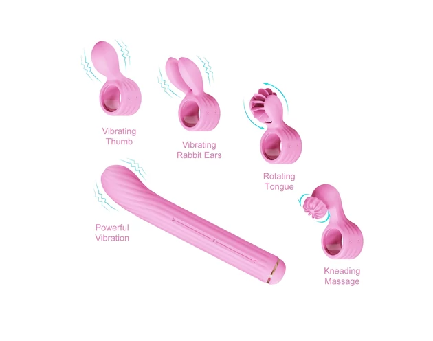 Magic Stick - vibrátor, cserélhető feltétekkel (pink)