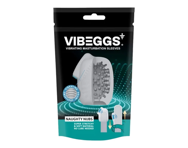VIBEGGS Naughty Nubs - vibrációs tojás maszturbátor (fehér)