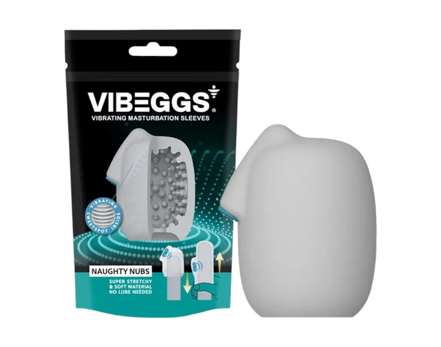 VIBEGGS Naughty Nubs - vibrációs tojás maszturbátor (fehér)