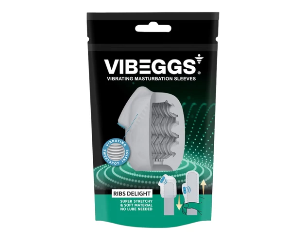 VIBEGGS Ribs Delight - vibrációs tojás maszturbátor (fehér)