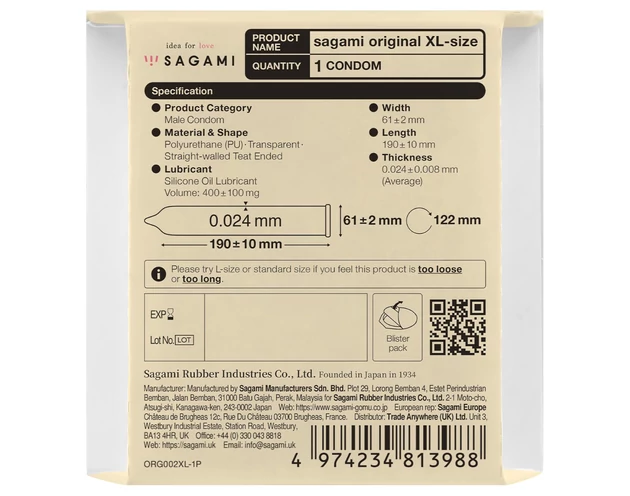 Sagami Original 0,02 XL - óvszer - 61mm (1db)