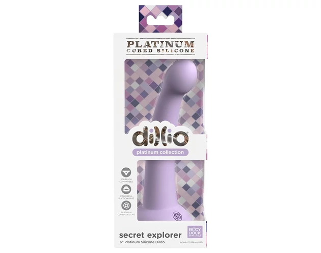 Dillio Secret Explorer - tapadókorongos dildó (17cm) - lila