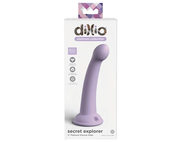 Dillio Secret Explorer - tapadókorongos dildó (17cm) - lila