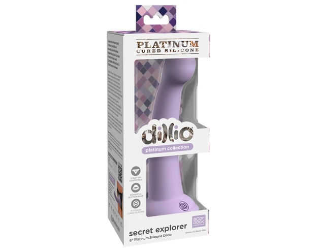 Dillio Secret Explorer - tapadókorongos dildó (17cm) - lila