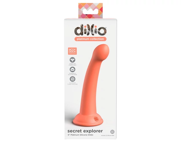 Dillio Secret Explorer - makkos dildó (17cm) - narancs
