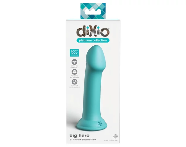 Dillio Big Hero - tapadókorongos dildó (17cm) - türkiz