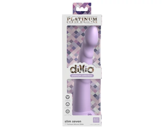 Dillio Slim Seven - tapadókorongos stimuláló dildó (20cm) - lila