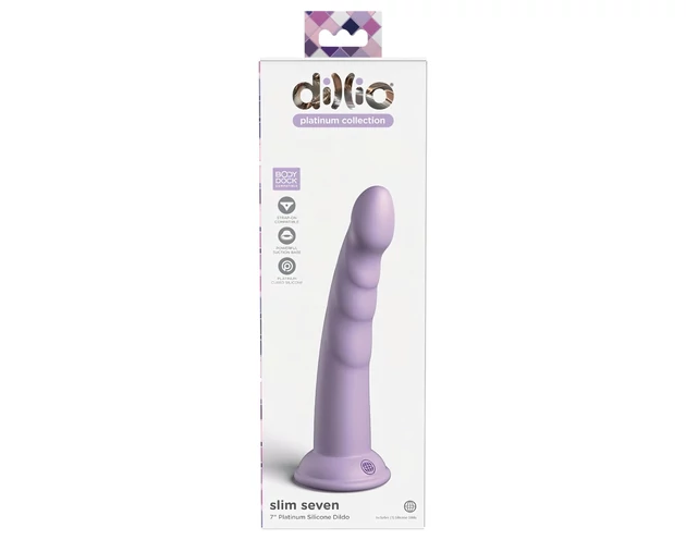 Dillio Slim Seven - tapadókorongos stimuláló dildó (20cm) - lila