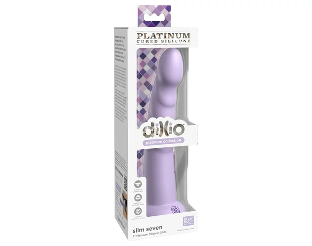 Dillio Slim Seven - tapadókorongos stimuláló dildó (20cm) - lila