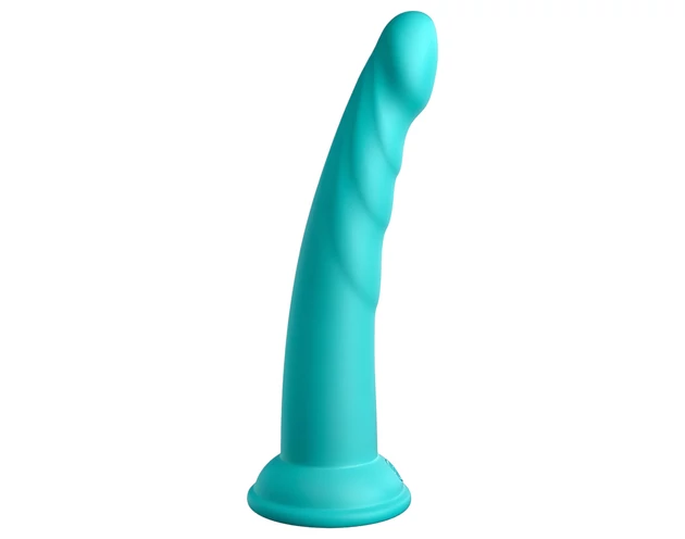 Dillio Slim Seven - tapadókorong stimuláló dildó (20cm) - türkiz