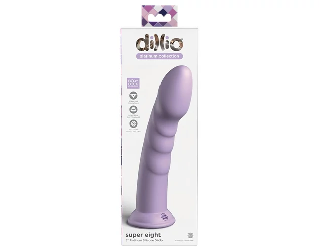 Dillio Super Eight - tapadókorong szilikon dildó (21cm) - lila